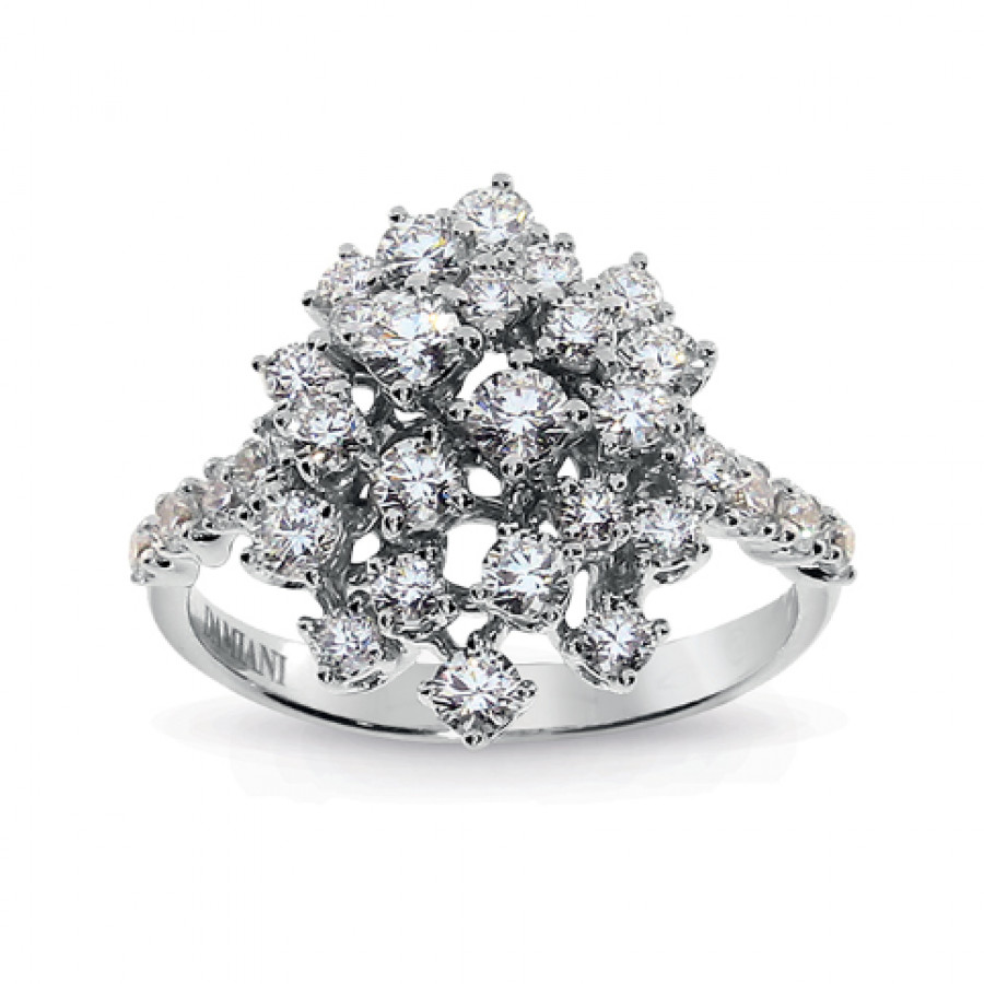 GioielleriaPivano Damiani Anello Mimosa in oro bianco e diamanti
