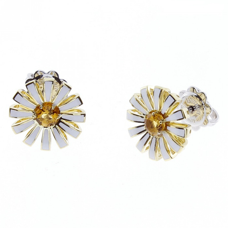 GioielleriaPivano Damiani Orecchini Margherita hybrid ceramic citrino 12 mm