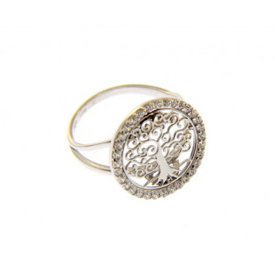 Anello albero della vita in oro bianco