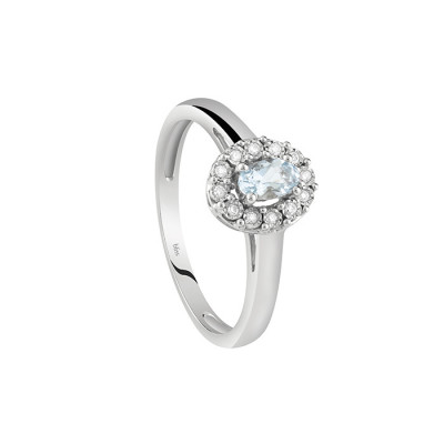 Anello Stephanie Diamanti e Acquamarina