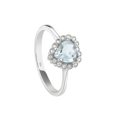Anello Stephanie Diamanti e Acquamarina Cuore