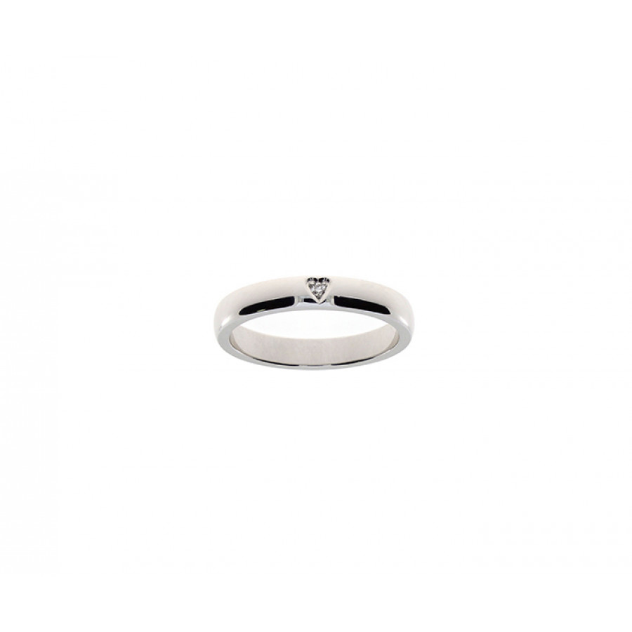 GioielleriaPivano Damiani Fede nuziale in oro bianco con diamante