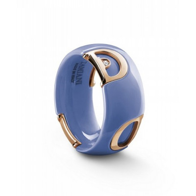 Anello in ceramica carta da zucchero, oro e diamanti 