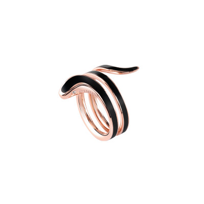 Anello in oro rosa, ceramica nera e diamante