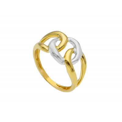 Anello in oro giallo e bianco maglia catena grumetta 3,60 g