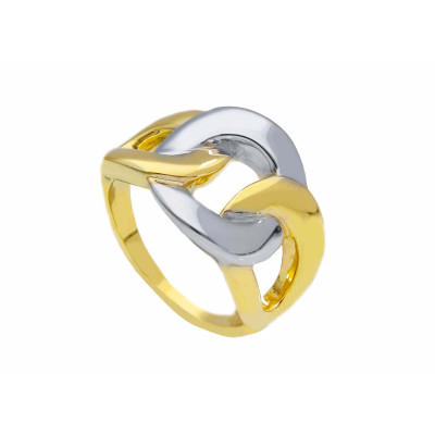 Anello in oro giallo e oro bianco maglia catena grumetta 4 g