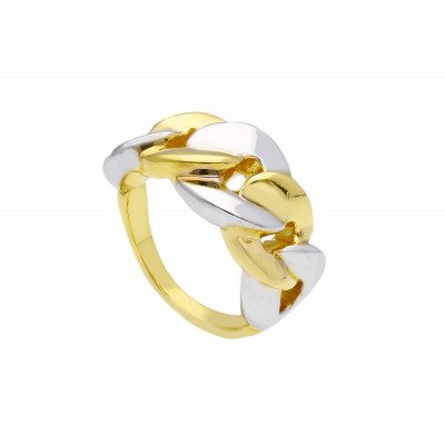 Anello in oro giallo e oro bianco maglia catena grumetta 3,80 g
