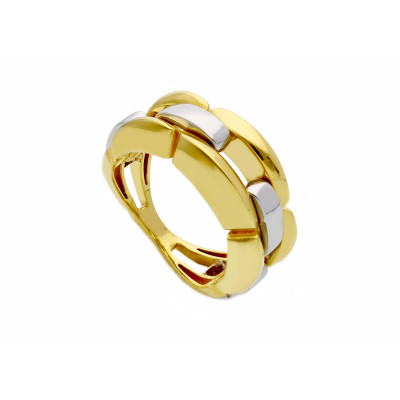 Anello in oro giallo e bianco maglia catena grumetta 6,95 g