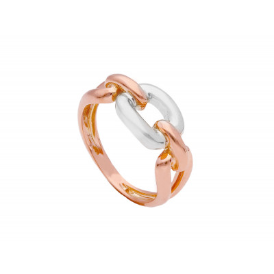 Anello in oro rosa e bianco maglia catena grumetta 5,10 g