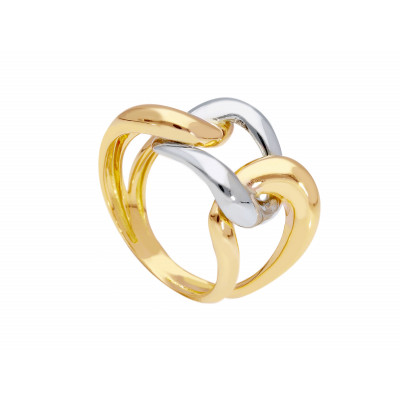 Anello in oro giallo e oro bianco maglia catena grumetta 7,80 g