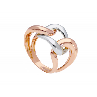 Anello in oro rosa e oro bianco maglia catena grumetta 7,80 g