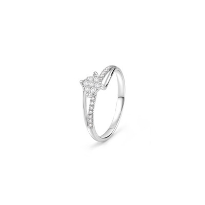 Anello Caresse brillante in oro bianco con diamanti 0,16 ct