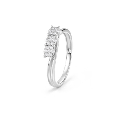 Anello Caresse brillante in oro bianco con diamanti 0,15 ct