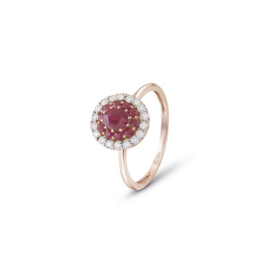 Anello Prestige in oro rosa con brillanti e rubini