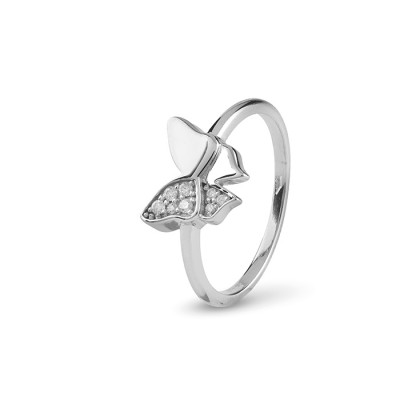 Anello Dream Farfalla in oro bianco e diamante ct. 0.06