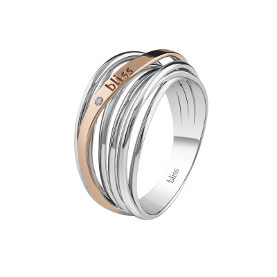 Anello Fascino Oro Bianco, Rosa e Diamante