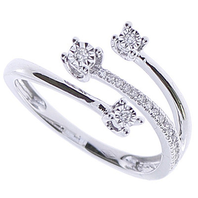 Anello Rugiada in oro bianco con diamanti