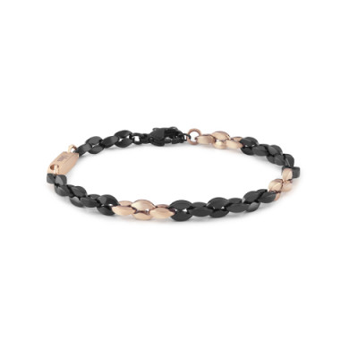 Bracciale Premiere in acciaio nero e rosa