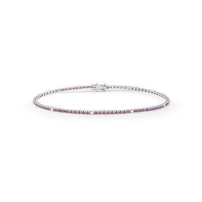 Bracciale Marron Glace tennis in oro bianco, rubini e diamanti 0,81 ct. G Si