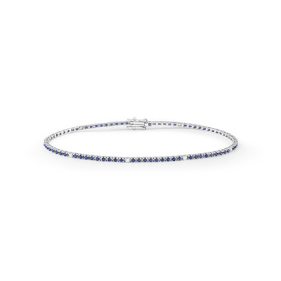 Bracciale Marron Glace tennis in oro bianco con zaffiri e diamanti ct. 0,81 G Si