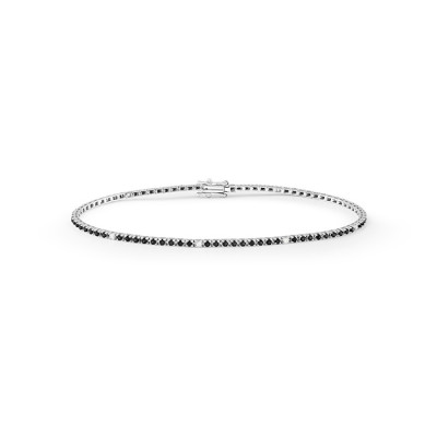 Bracciale Marron Glace tennis in oro bianco e diamanti neri e bianchi 0,9 ct. G Si