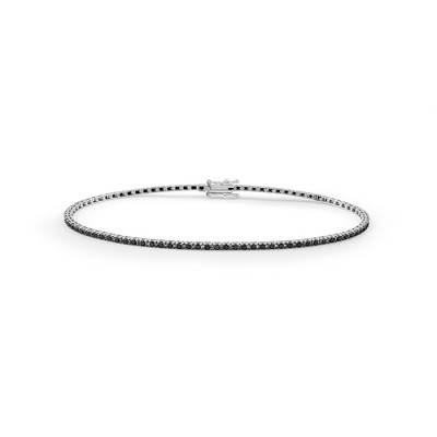 Bracciale Marron Glace tennis in oro bianco e diamanti neri 0,9 ct.