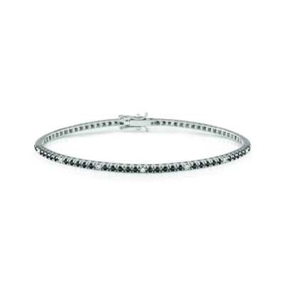 Bracciale Tennis in oro bianco e diamanti bianchi e black 1,18 ct.