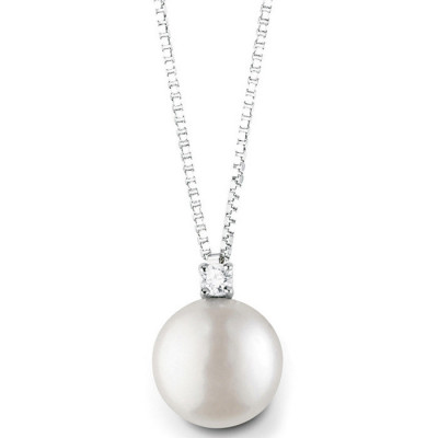Collana con diamanti e perla 0,02 ct.