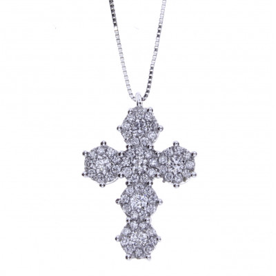 Collierino Caresse croce con diamanti 0,4 ct