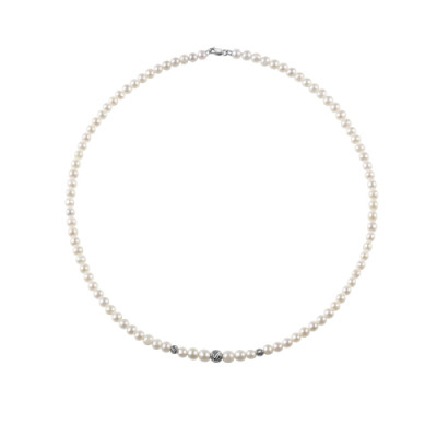 Collana Paradise oro bianco con perle e sfera in oro bianco 