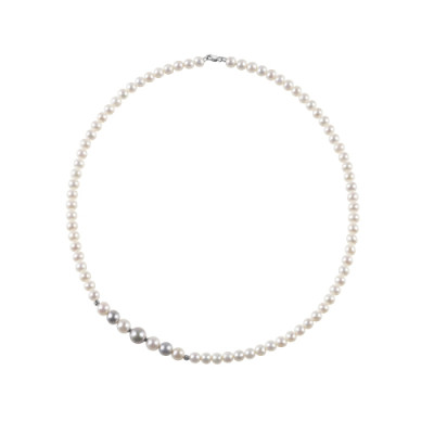 Collana Paradise oro bianco con perle e sfera in oro bianco 