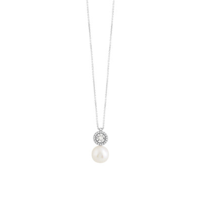 Collana Rugiada in oro bianco con diamanti e perle