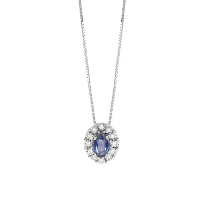 Collierino Regal in oro bianco con diamanti e zaffiro