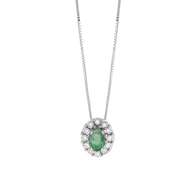 Collierino Regal in oro bianco con diamanti e smeraldo