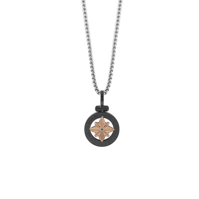Collana Premiere in acciaio, pvd nero e rosa e cubic zirconia neri