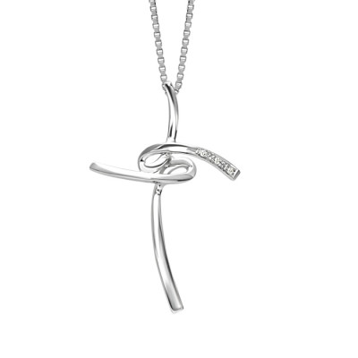 Collana Croce oro bianco e diamanti