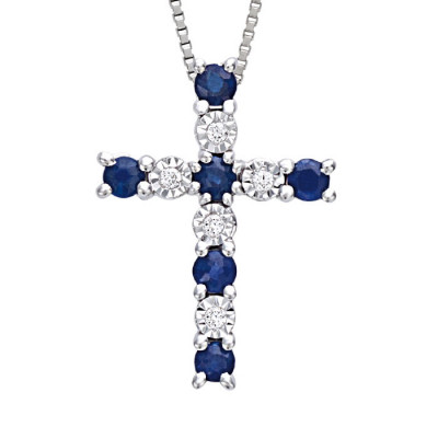 Collana Jasmine Oro Bianco Diamanti e Zaffiri