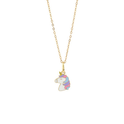 Collana My Baby Unicorno oro giallo e smalto