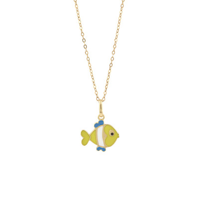 Collana My Baby Pesce oro giallo e smalto