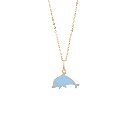 Collana My Baby Delfino oro giallo e smalto