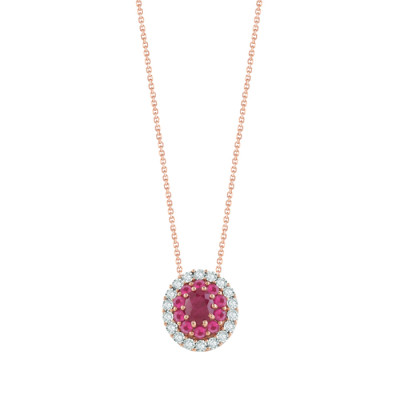 Collana Prestige in oro rosa con diamanti e rubini
