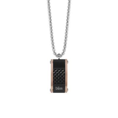 Collana Racer in acciaio nero e rosa