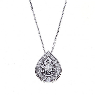 Collana Rugiada Goccia in oro bianco con brillanti