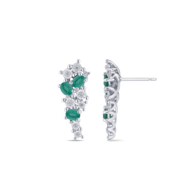 Orecchini Masterbliss Rugiada in oro bianco con smeraldi ct. 0,13 e diamanti ct. 1,14 G Si