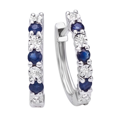 Orecchini Jasmine Oro Bianco Diamanti e Zaffiri