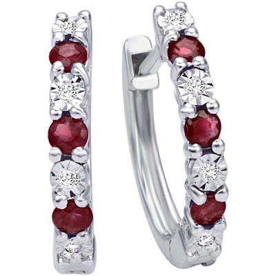 Orecchini Jasmine in Oro Bianco Diamanti e Rubini