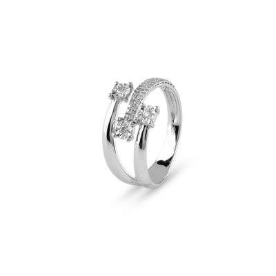 Anello Rugiada in oro bianco e diamanti 0.17 ct. G Si