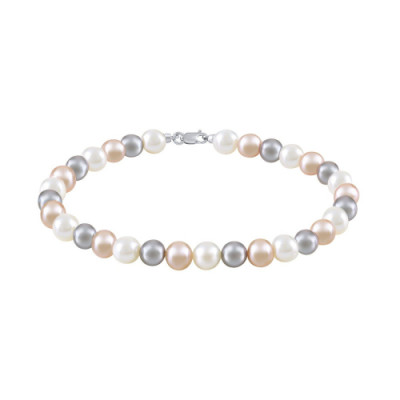 Bracciale Paradise in oro bianco con perle multicolor 