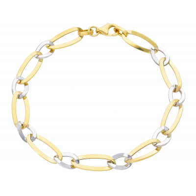 Bracciale in oro giallo e oro bianco maglia catena grumetta 4,20 g