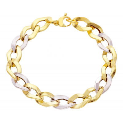 Bracciale in oro giallo e oro bianco maglia catena grumetta 6,20 g